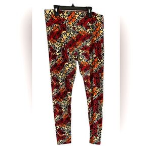 LuLaRoe yellow red fall, geometric print leggings women tall and curvy